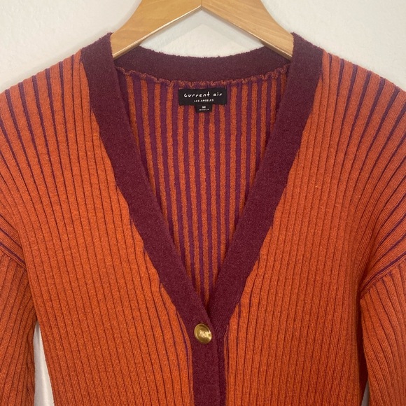 Current Air Contrast Button Down Sweater Brick Dress M - Picture 4 of 11